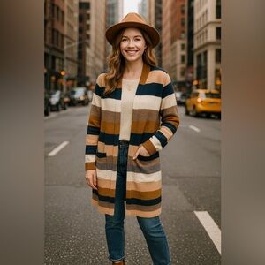 Madewell Alpaca Wool Polyamide Blend Striped Cardigan Pockets Preppy Spring Boho